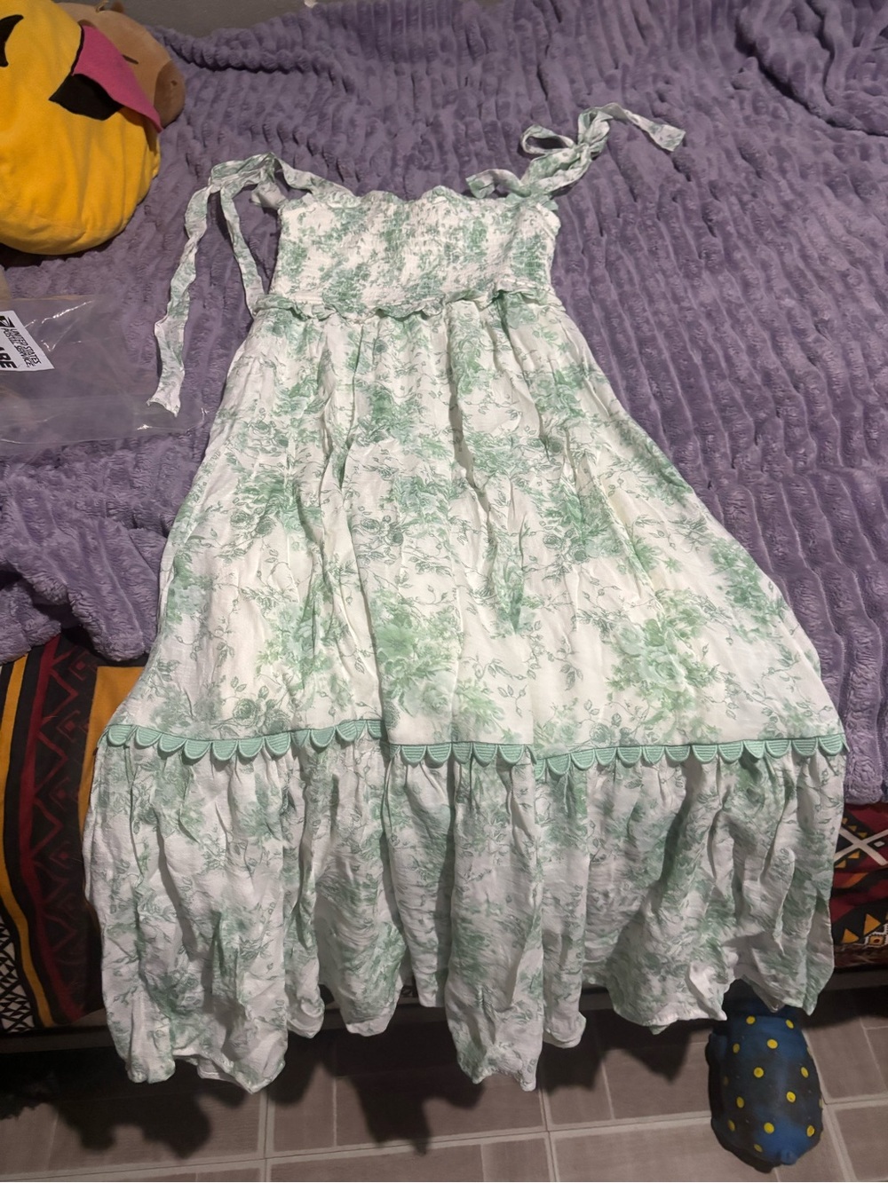 Blu Pepper White and Mint Floral Tie-Shoulder Sundress